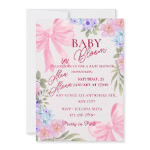 Waterverf bloemige babyshower uitnodiging