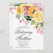 Waterverf Bloemige Bruiloft Kaart (Voorkant / Achterkant)