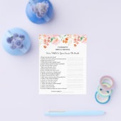 Waterverf Bloemige Bruiloftsshowers Trivia Vraag Flyer (Enkel)