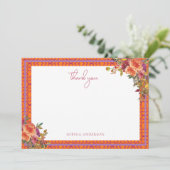 Waterverf Bloemige Fuchsia Bruiloftsfeest Bedankkaart (Staand voorkant)