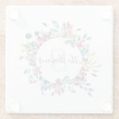 Waterverf bloemige glazen onderzetter met monogram (Achterkant)