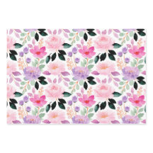 Waterverf Bloemige Inpakpapier Set met Fantasievol