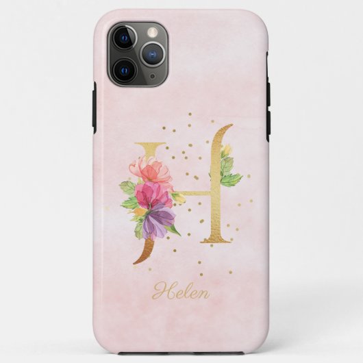Waterverf Bloemige Monogram Naam Initiaal H Letter Case-Mate iPhone Case (Achterkant)