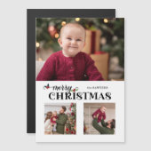 Waterverf Bloemige Prettig Kerst Script 3-Foto (Voorkant / Achterkant)
