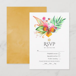 Waterverf Bloemige Tropische Zomer Bat Mitzvah RSVP Kaartje