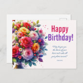 Waterverf Bloemige Verjaardag Briefkaart (Voorkant / Achterkant)