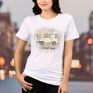 Waterverf Bloemige Vintage Busje Met Bijbelvers Tri-Blend Shirt