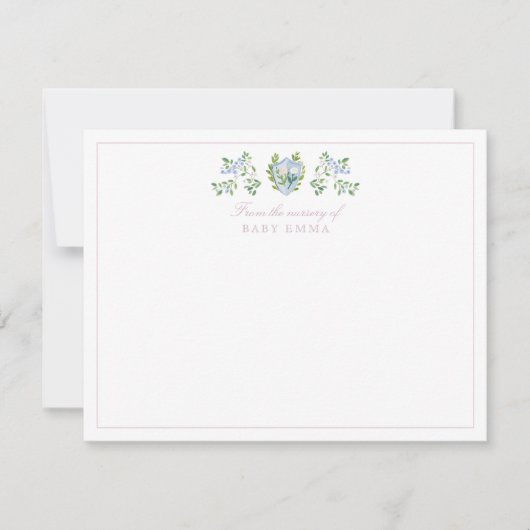 Waterverf Bloemkam Gingham Nursery Note Card Kaart (Voorkant)