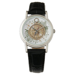 Waterverf Bloemkompas Horloge
