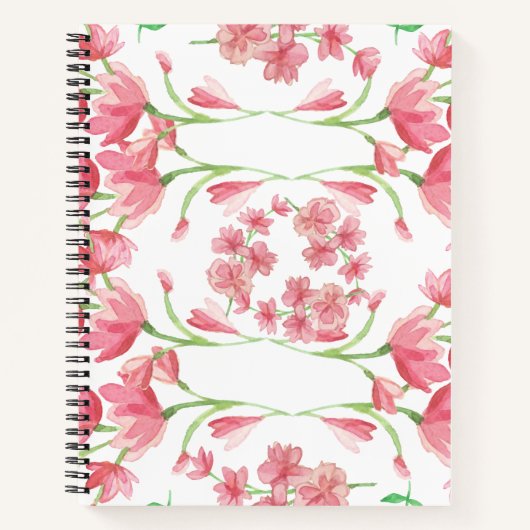 waterverf bloemkool, roze bloemkool, roze bloem notitieboek (Voorkant)