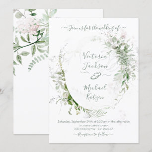 Waterverf Bloemlicht & Luchtige bruiloft uitnodigi Kaart