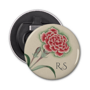Waterverf BloemMonogram Button Flesopener
