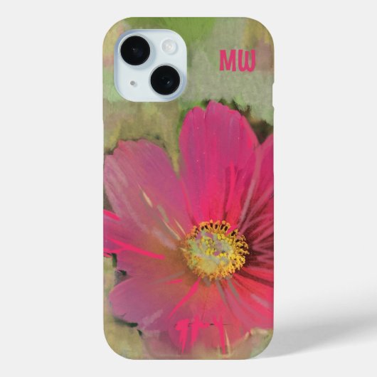 Waterverf Bloemmonogram Rood groen Wildflower Case-Mate iPhone Case (Achterkant)