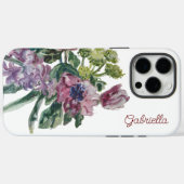 Waterverf Bloemmonogram Wit Groen Blush Roze Case-Mate iPhone Case (Achterkant (horizontaal))