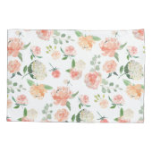 Waterverf bloemmotief in perzik kussensloop (Achterkant-Links)