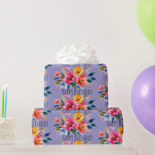 Waterverf Bloemmotief Modern Helder Bloemmotief Cadeaupapier
