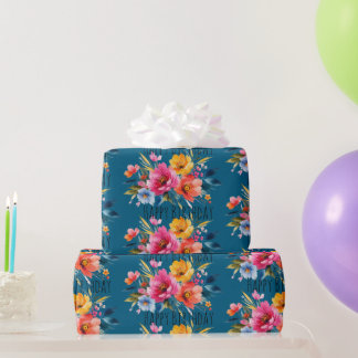 Waterverf Bloemmotief | Modern Helder Bloemmotief Cadeaupapier