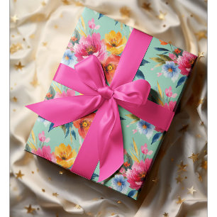 Waterverf Bloemmotief Modern Helder Bloemmotief Cadeaupapier
