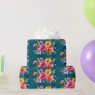 Waterverf Bloemmotief Modern Helder Bloemmotief Cadeaupapier