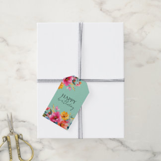 Waterverf Bloemmotief | Moderne Bloemen Cadeaulabel