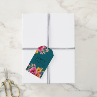 Waterverf Bloemmotief | Moderne Bloemen Cadeaulabel