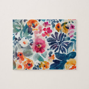 Waterverf Bloemmotief Mooie Vintage Bloemen Legpuzzel