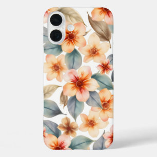waterverf bloemmotief toont zacht pastel iPhone 16 plus hoesje