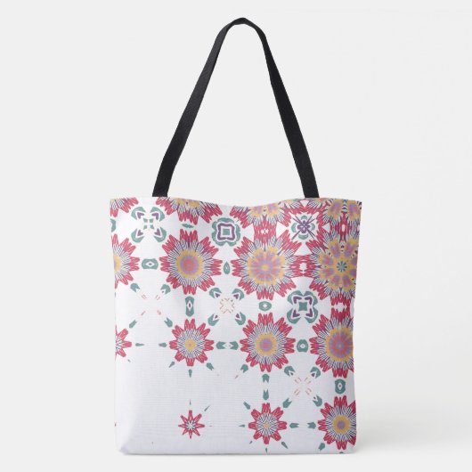 Waterverf Bloemontwerp, Roze Bloemprint Draagtas (Achterkant)