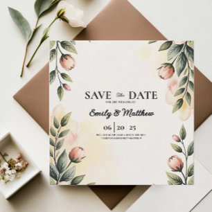 Waterverf bloemontwerper Bewaar de datum Save The Date
