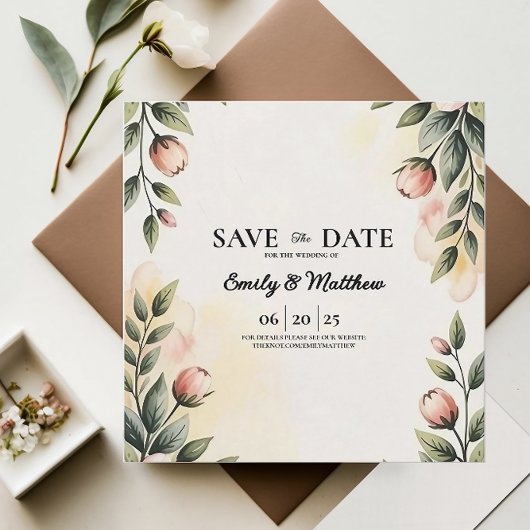 Waterverf bloemontwerper Bewaar de datum Save The Date