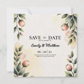 Waterverf bloemontwerper Bewaar de datum Save The Date (Voorkant)
