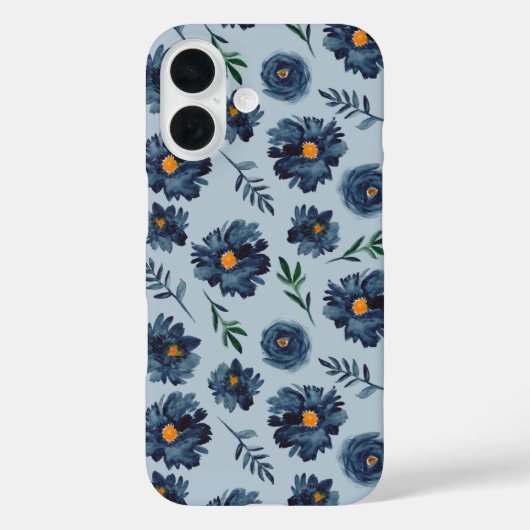 Waterverf bloempatroon - Klassiek blauw - Indigo Case-Mate iPhone Case (Achterkant)