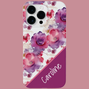 Waterverf bloempatroon rood blauw paars Case-Mate iPhone 14 pro max hoesje