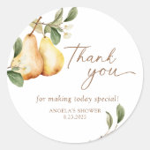 Waterverf Bloemrijke Peer Douche  Ronde Sticker (Voorkant)