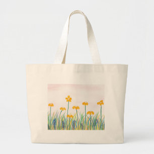 Waterverf Bloemschilderij Jumbo Canvas tas