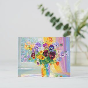 Waterverf Bloemstuk Viooltjes Briefkaart