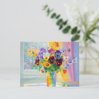 Waterverf Bloemstuk Viooltjes Briefkaart