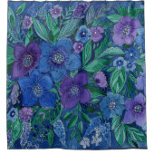 Waterverf, bloemtuin douchegordijn (Voorkant)