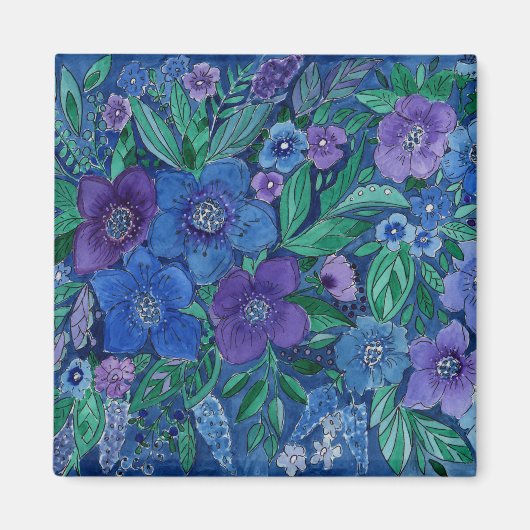 Waterverf, bloemtuin magneet (Voorkant)