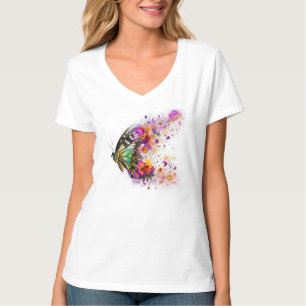 Waterverf Bloemvlinder Barst Esthetiek T-shirt