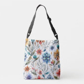 Waterverf bloesems crossbody tas (Achterkant)
