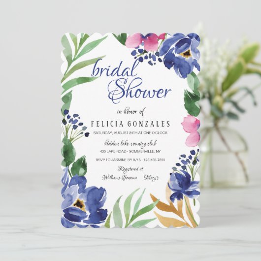 Waterverf bloesems uitnodiging (Staand voorkant)