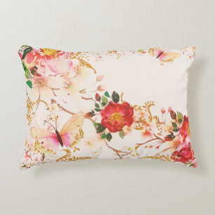 Waterverf Bloom Floral Buttefly Blush Glitter Accent Kussen