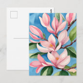 Waterverf Blooming Roze Magnolia Briefkaart (Voorkant / Achterkant)