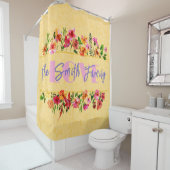 Waterverf Blooming Spring Flowers Yellow Douchegordijn (In situ)