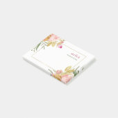 Waterverf Blooms | Roze en goudvlies op wit Post-it® Notes (Schuin)