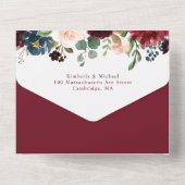 waterverf bloorale bruiloft all in one uitnodiging (Achterkant)