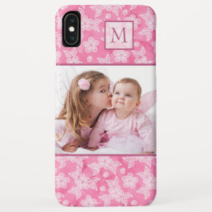 Waterverf Blossom Roze Monogram Foto iPhone XS Max Hoesje