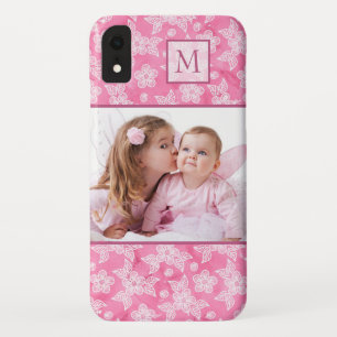 Waterverf Blossom Roze Monogram Foto iPhone XR Hoesje