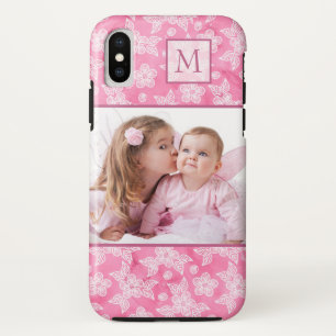 Waterverf Blossom Roze Monogram Foto iPhone X Hoesje